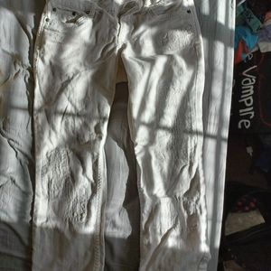 white textured jeans